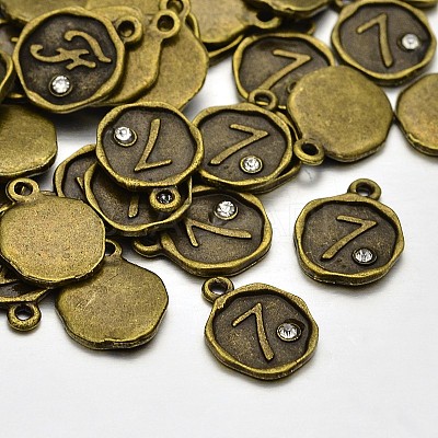 Antique Bronze Plated Alloy Rhinestone Charms ALRI-J153-07-NF-1