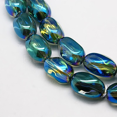 Full Rainbow Plated Crystal Glass Oval Beads X-EGLA-F026-A06-1