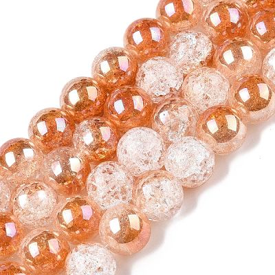 Electroplated Crackle Glass Beads Strands X-EGLA-N014-10mm-01-1