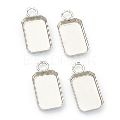 Non-Tarnish 201 Stainless Steel Pendant Cabochon Settings X-STAS-H143-31P-1
