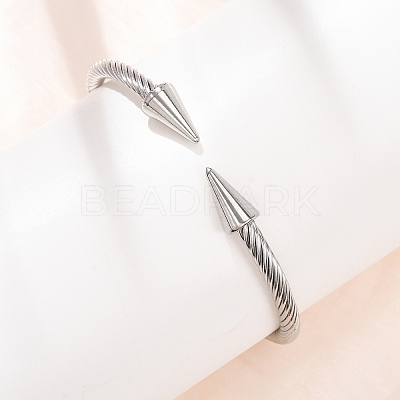 304 Stainless Steel Double Terminal Cone Open Cuff Bangles for Women SA-CBA2192-03P-1