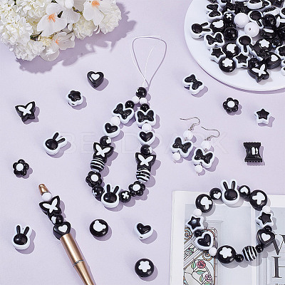 260Pcs 21 Styles Two-tone Acrylic Beads OACR-AR0001-36-1
