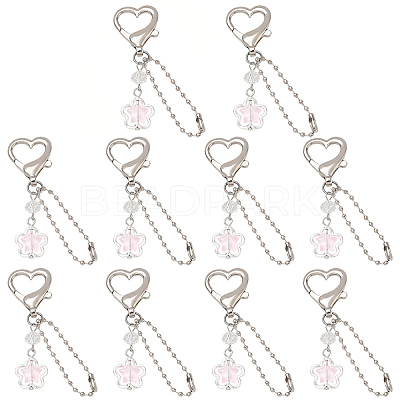 10Pcs Alloy Glass & 304 Stainless Steel Pendant Decorations HJEW-YW00532-1