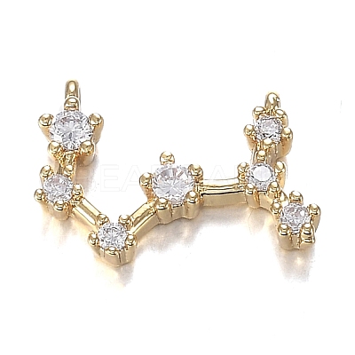 Brass Micro Clear Cubic Zirconia Pendants ZIRC-F120-019G-05-1