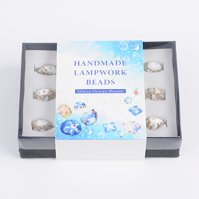 Ocean Style Flat Round Handmade Lampwork Beads LAMP-F006-20-1