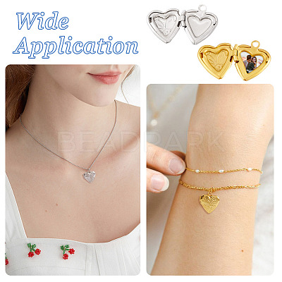 4Pcs 2 Colors Brass Locket Pendants KK-TA0001-66-1