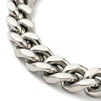 Non-Tarnish 201 Stainless Steel Curb Chain Bracelet for Men Women BJEW-H550-06C-P-1