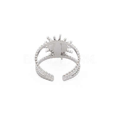 Tarnish Resistant 201 Stainless Steel Open Cuff Finger Ring Cabochon Settings STAS-S119-160P-1