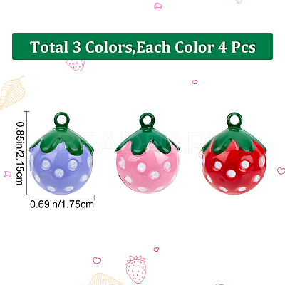 12Pcs 3 Colors Baking Paint Brass Bell Pendants FIND-GF0004-13-1