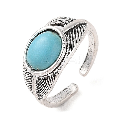 Oval Synthetic Turquoise Cuff Rings RJEW-B107-09AS-1