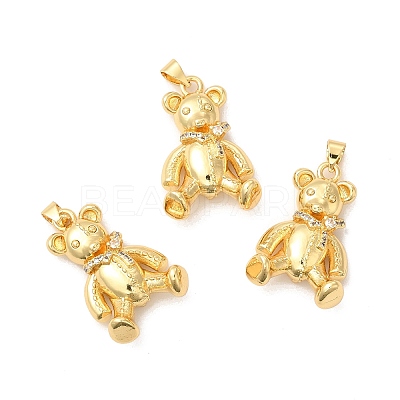 Rack Plating Brass Micro Pave Cubic Zirconia Pendants KK-B068-10G-1