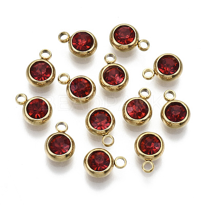 PVD Vacuum Plating 201 Stainless Steel Rhinestone Charms STAS-S068-07G-1