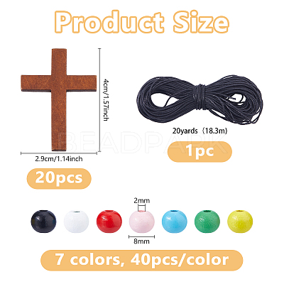 DIY Round & Cross Pendant Necklace Making Kits DIY-DC0004-02B-1
