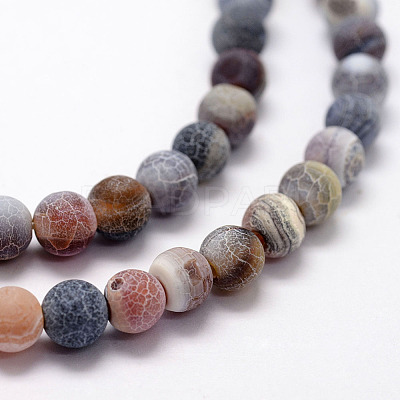 Frosted Natural Weathered Agate Beads Strands X-G-F367-8mm-07-1