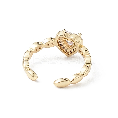 Heart Clear Cubic Zirconia Cuff Ring RJEW-M146-07G-1