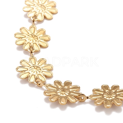 Enamel Daisy Link Chain Necklace NJEW-P220-01G-03-1