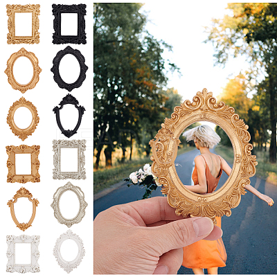 12Pcs 12 Styles Vintage Resin Picture Frame AJEW-AN0007-29-1