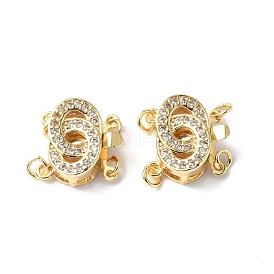 Rack Plating Brass Micro Pave Clear Cubic Zirconia Box Clasps KK-E073-03G-1