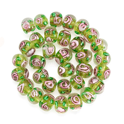 1 Strand Handmade Lampwork Inner Flower Rondelle Beads Strands LAMP-TA0002-72H-1