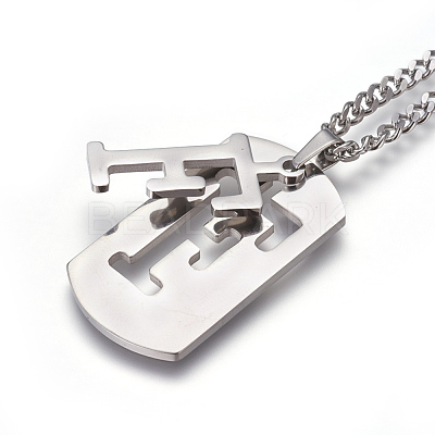 Non-Tarnish 304 Stainless Steel Split Initial Pendant Necklaces NJEW-L152-03F-1