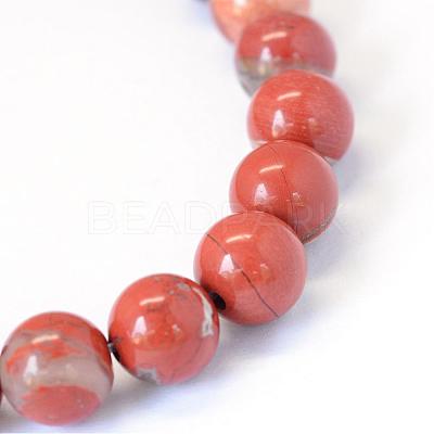 Natural Red Jasper Round Bead Strands G-E334-6mm-27-1