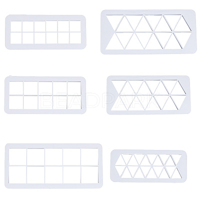 2 Sets 2 Style Triangle & Square Food Grade Plastic Clay Cutter Set DIY-SC0021-35-1