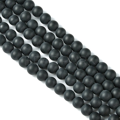Dyed & Heated Natural Black Agate Beads Strands X-G-P088-14-6mm-1