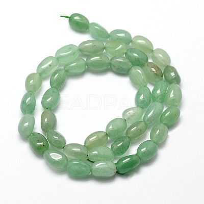Natural Green Aventurine Gemstone Smooth Oval Bead Strands G-J335-26-1