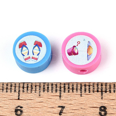 Printed Handmade Polymer Clay Beads CLAY-T022-12I-1