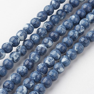 Natural Ocean White Jade Bead Strands G-G916-6mm-05-1