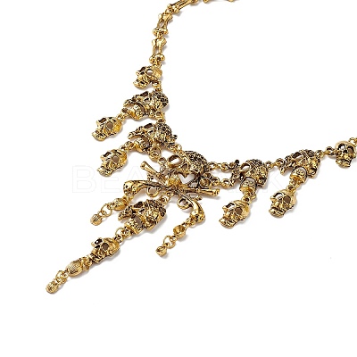 Alloy Skull Bib Necklace NJEW-L175-01AG-1