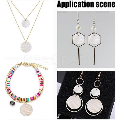 Flat Round Sea Shell Pendants SHEL-AR0001-17-1