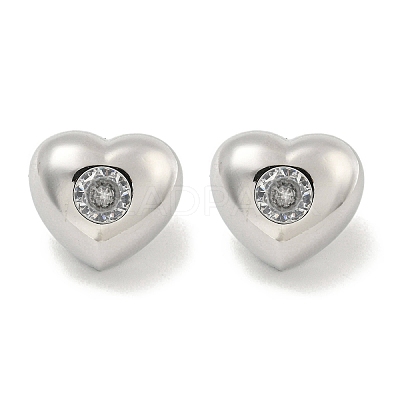 Brass Micro Pave Cubic Zirconia Stud Earrings for Women EJEW-E312-01D-P-1