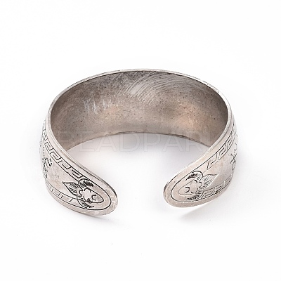 Bohemia Tibetan Style Alloy Thick Open Cuff Bangle for Women LS-BJEW-E002-01AS-01-1