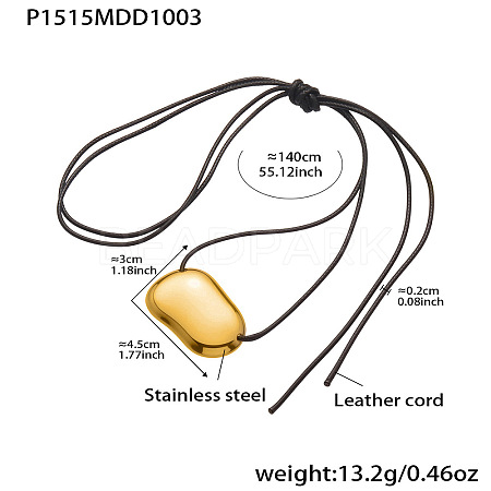 304 Stainless Steel Pendant Adjustable Black Waxed Cord Necklaces for Women FS-WGE3E56-06-1
