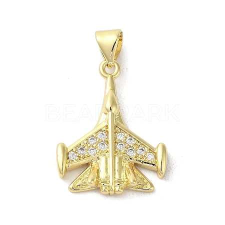 Rack Plating Brass Micro Pave Cubic Zirconia Pendants KK-C052-04A-G-1