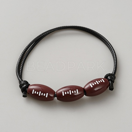 Sport Theme Acrylic Beaded Bracelets for Men Women BJEW-WH0022-55D-1