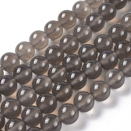Natural Gray Agate Bead Strands X-G-R193-12-10mm-1