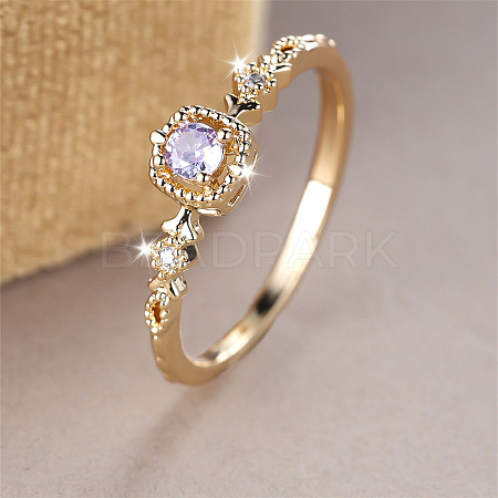 Brass Micro Pave Cubic Zirconia Finger Rings WG08FB0-01-1