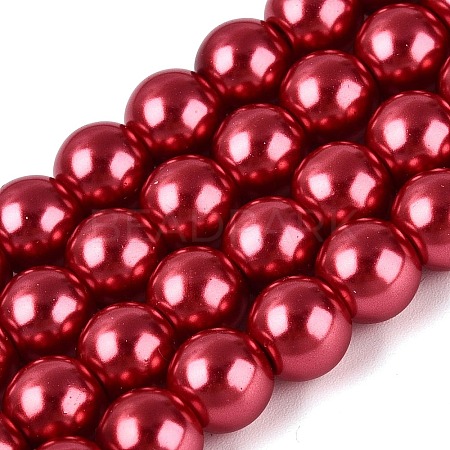 Baking Paint Pearlized Glass Pearl Round Bead Strands X-HY-Q330-8mm-51-1