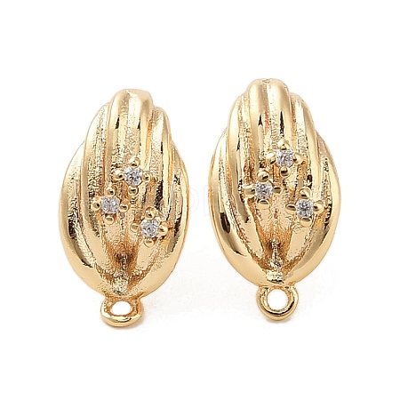 Brass with Clear Cubic Zirconia Stud Earring Findings KK-G491-57C-G-1