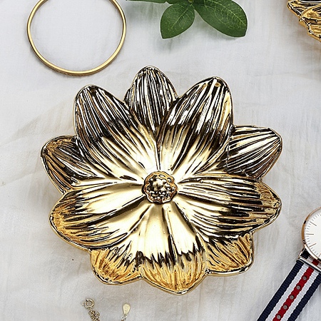 Golden Plated Ceramic Jewelry Plate PW-WG55473-09-1