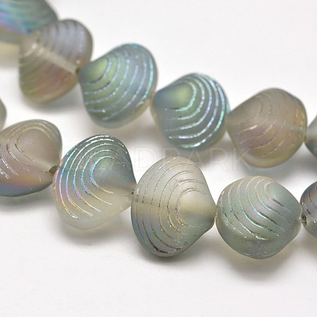 Frosted Electroplate Glass Shell Beads Strands EGLA-M002-B02-1