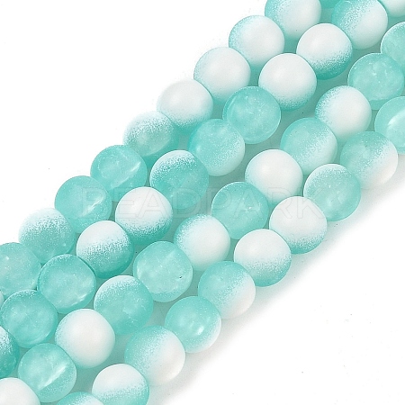 Frosted Crackle Glass Beads Strands GLAA-U001-6mm-M02-1
