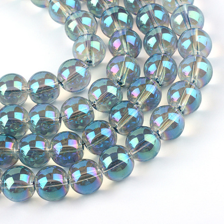 Electroplate Glass Beads Strands X-EGLA-Q062-6mm-A01-1