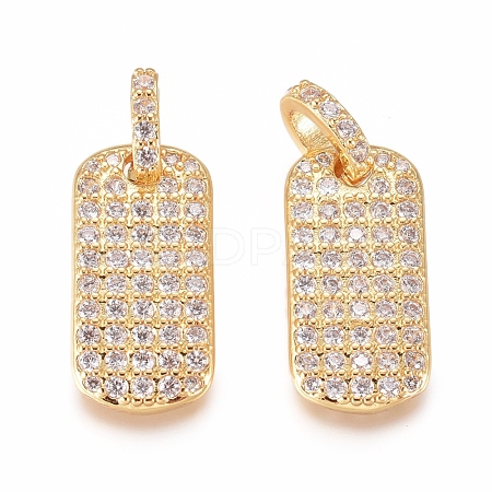Brass Micro Pave Cubic Zirconia Pendants X-KK-D156-03G-1