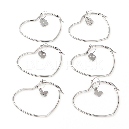 Stainless Steel Hoop Earrings Sets EJEW-JE04453-1