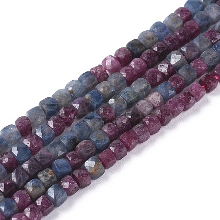 Natural Red Corundum/Ruby and Sapphire Beads Strands G-L537-028-1