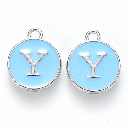 Platinum Plated Alloy Enamel Charms X-ENAM-S118-04Y-P-1