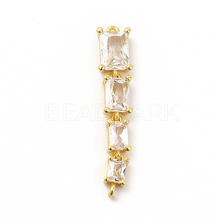 Brass Pave Cubic Zirconia Connector Charms KK-G458-01G-05-1